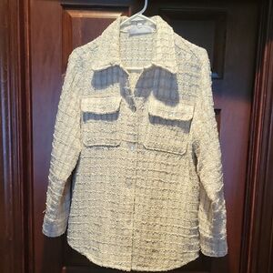 BB Dakota by Steve Madden Cream and Tan Jacket/Shacket Style. Cream/tan M